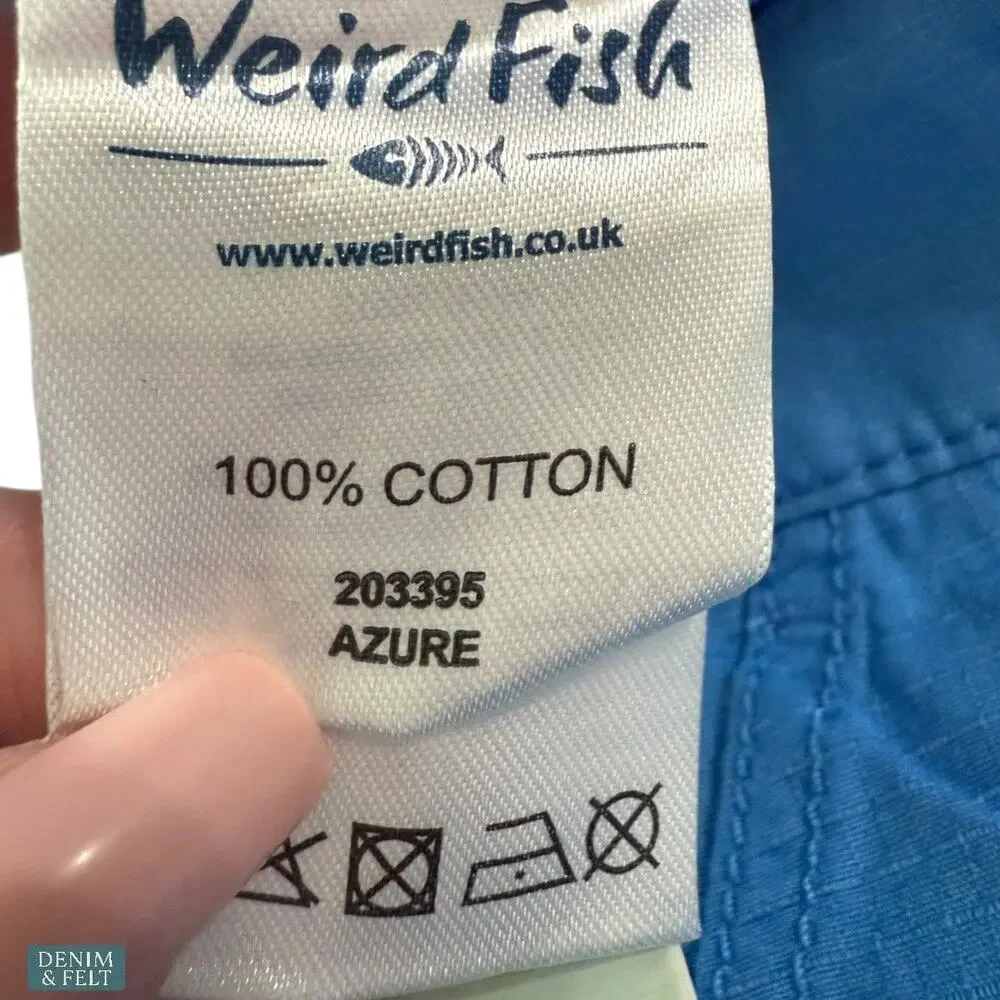 Weird Fish Azure Blue Deeley‎ Ripstop 100% Cotton Outdoor Shorts Size 14 NEW~NWT